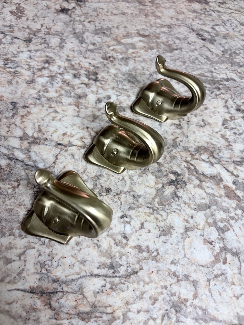 Set of 3 Liberty Champagne Bronze Elephant Wall Hooks